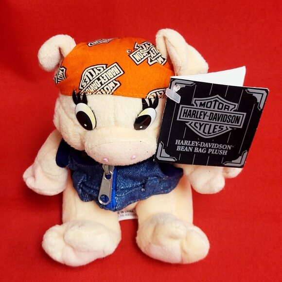 Vintage Harley Davidson Punky Hog Pig Bean Bag Plush Figure Doll 1997 - Picture 3 of 11